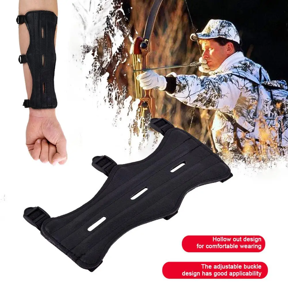 

Leather Archery Arm Protector Guard For Men Cowhide Bow Shooting Arm Armband 3 Straps Shoot Black Arm Guard Hunting R4R7