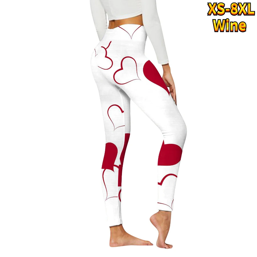 Women\'s Basic Love Printed Yoga Pants Elastic Yoga Leggings Gym Jogging Fitness Clothes Quick Dry Slim Pants XS-8XL