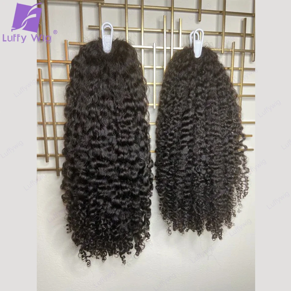 Cola de Caballo rizada Afro con cordón, cabello humano brasileño 3C 4A, envoltura rizada, Clip de cola de caballo, extensión de cabello