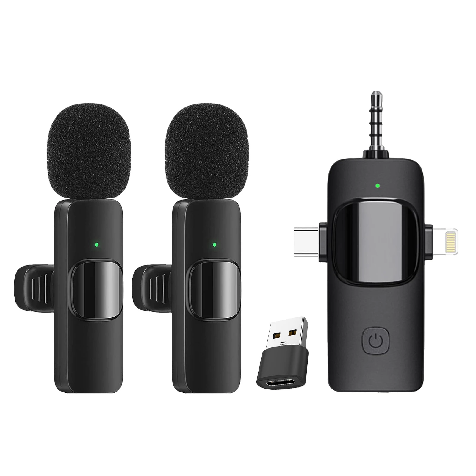 4 in 1 Professional Wireless Lavalier Microphone for IPhone/iPad/Android/Smartphone/Camera/Computer for Interviews Video Podcast