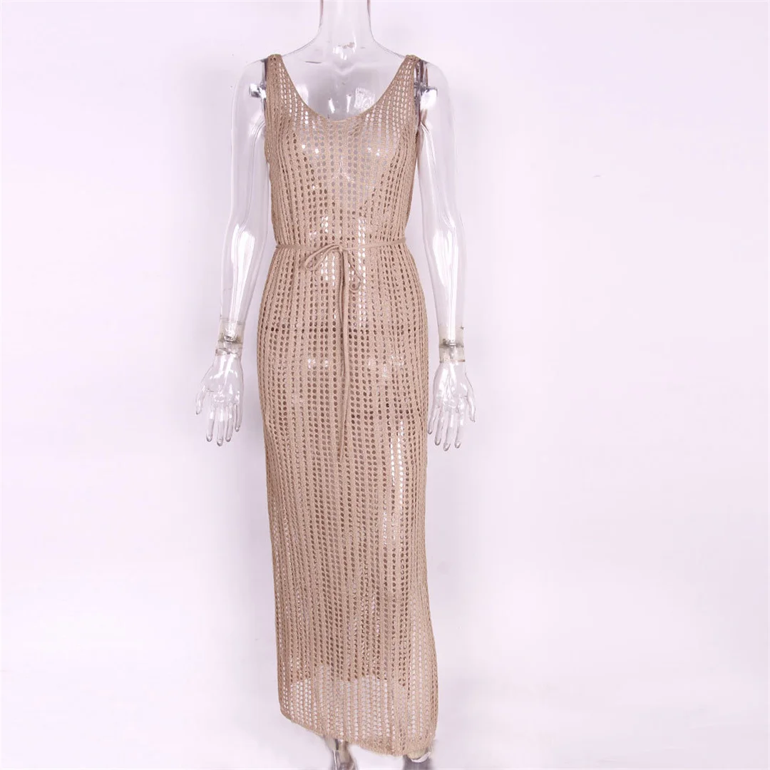 S - XL Rückenfreie, ausgehöhlte, gestrickte, gehäkelte Tunika, Strand-Überwurf, Strandkleid, Strandmode, Damen V3660 – Detail 27