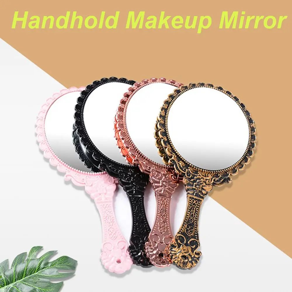 Floral Oval Vintage Retro Spitze Spiegel Haltegriff Spiegel Make-up Spiegel Muster Griff
