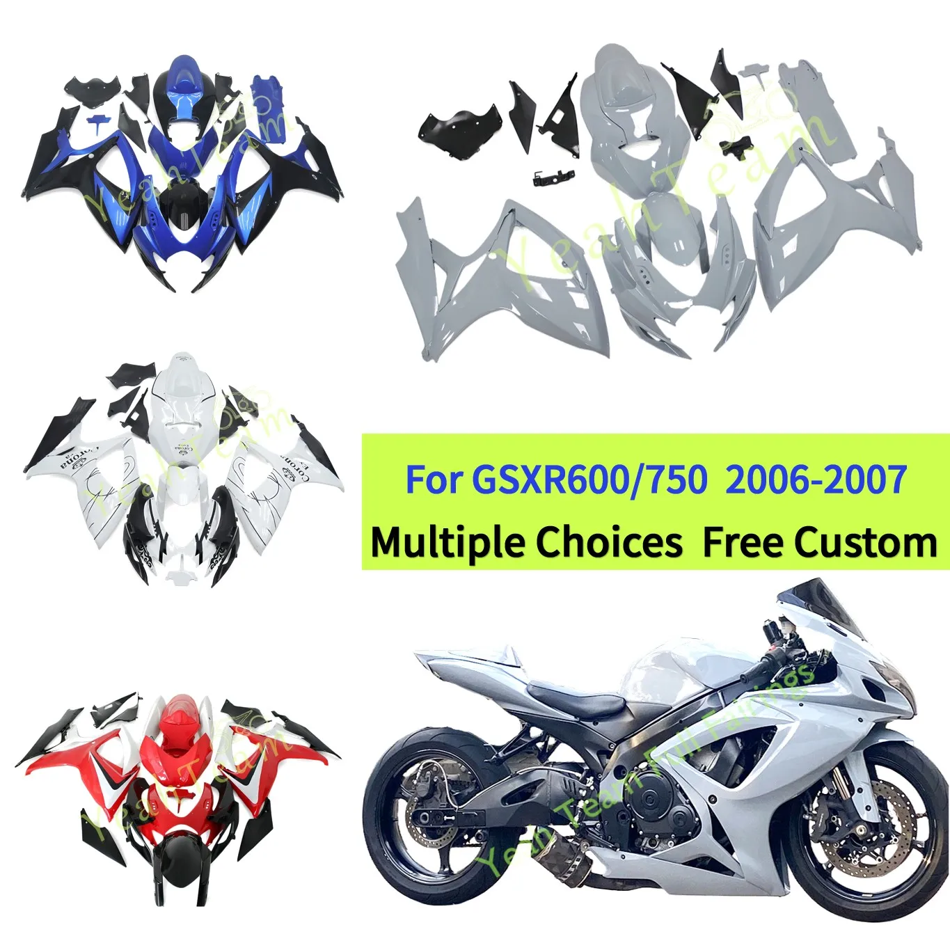 Kit de Carenado Gris Nardo para SUZUKI GSR600 750 2006 2007, Accesorios para Moto, Kit de Carrocería, Carenado GSXR 600 GSX R 750 K6 06 07