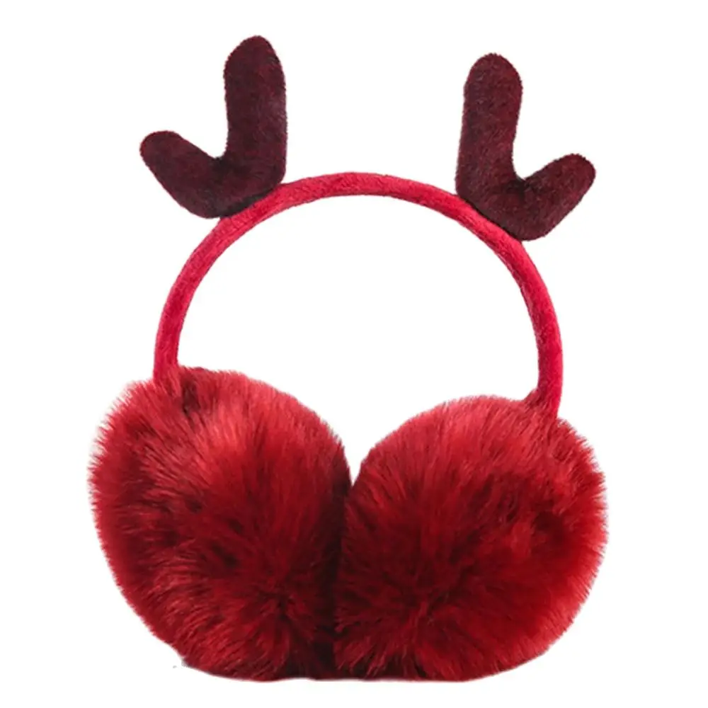 Female Winter Earmuffs Christmas Korean Style Cute Faux Rabbit Fur Ear Cover Soft Comfort Retractable Cartoon Plush Ear Warmers