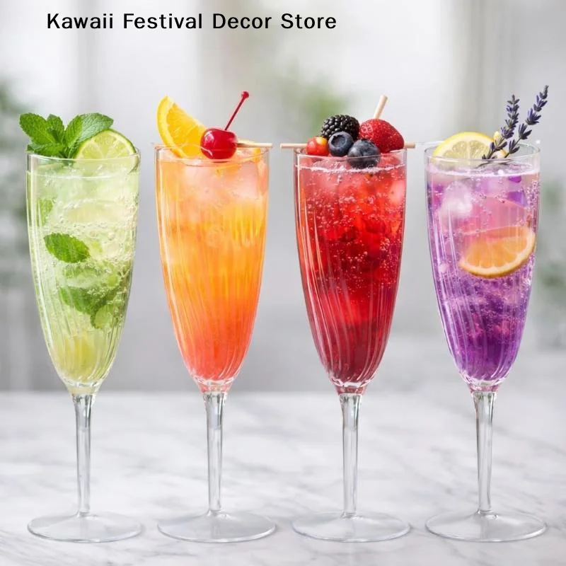 1 PCS 180/240ml Plastic Wine Glasses Drinking Wedding Vintage Glassware Glasses Cups Champagne Cocktail Goblets for Party