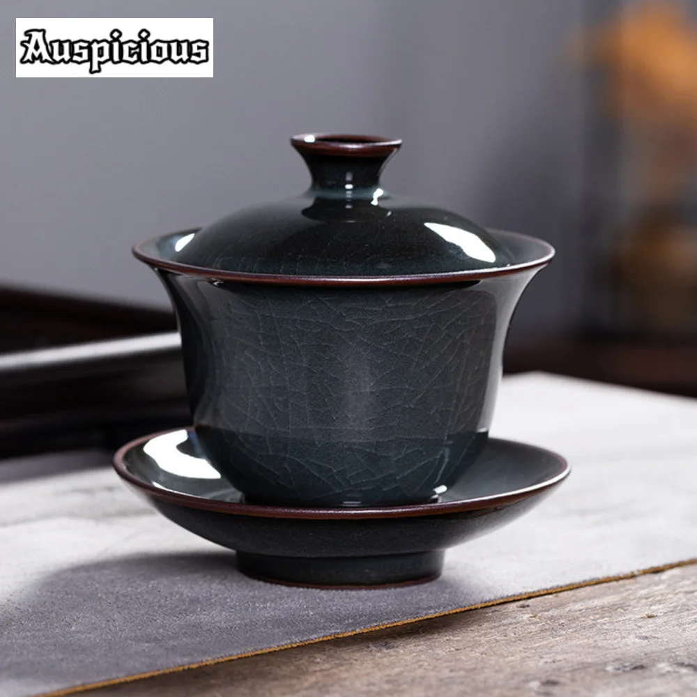 

150ml Handmade Iron Body Ceramic Hand Grab Gaiwan Japanese Tea Tureen Household Tea Maker Cover Bowl Teaset Supplies Craft Gift