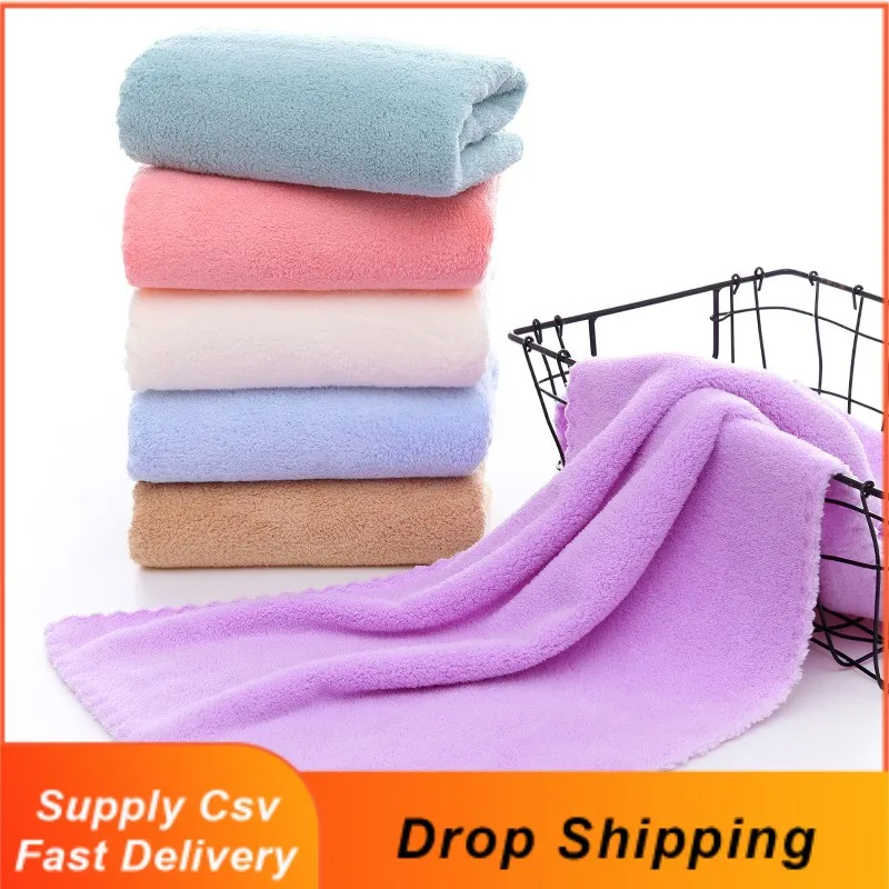 

35x75cm Multicolor Towel Solid Color Microfiber Absorbent Face Towel Thicker Quick Dry Bathroom Home Towels For Cleaning Kitchen