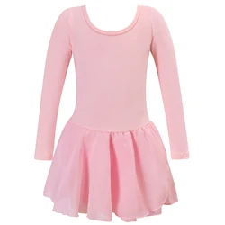 Girls Long Sleeve Ballet Leotards Toddler Dance Leotard with Tutu Skirt Gymnastic Ballerina Outfit Dress