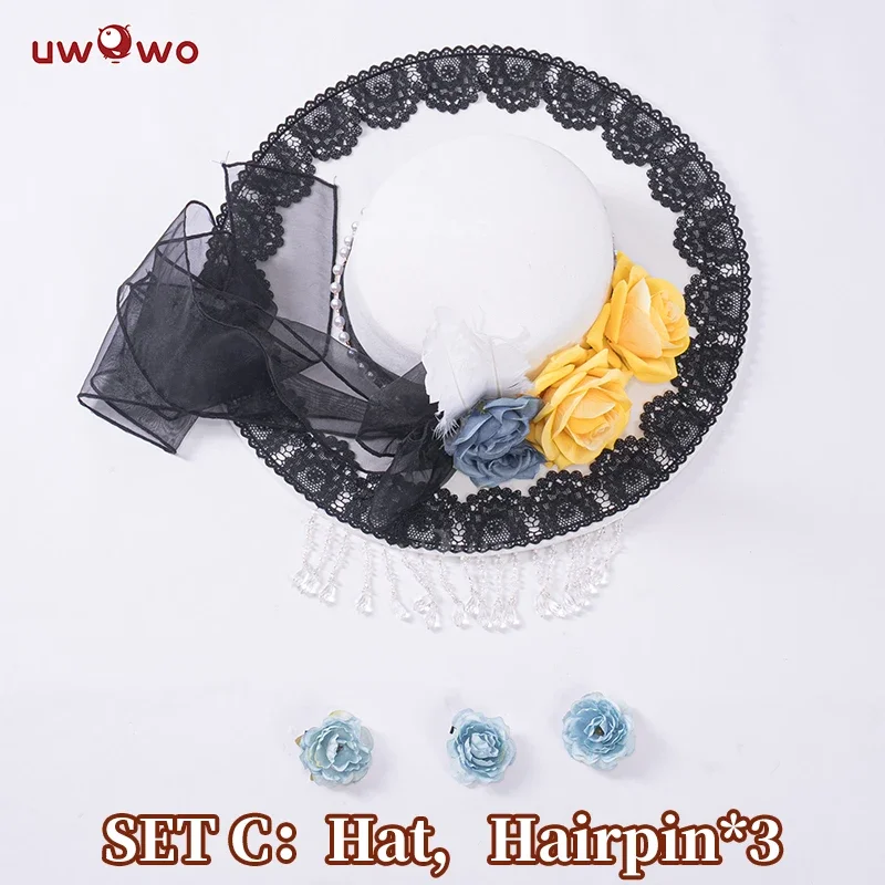 ما قبل البيع UWOWO Navia تأثيري لعبة Genshin تأثير Fanart Navia ثوب فستان تأثيري حلي هالوين زي @ 0Z *