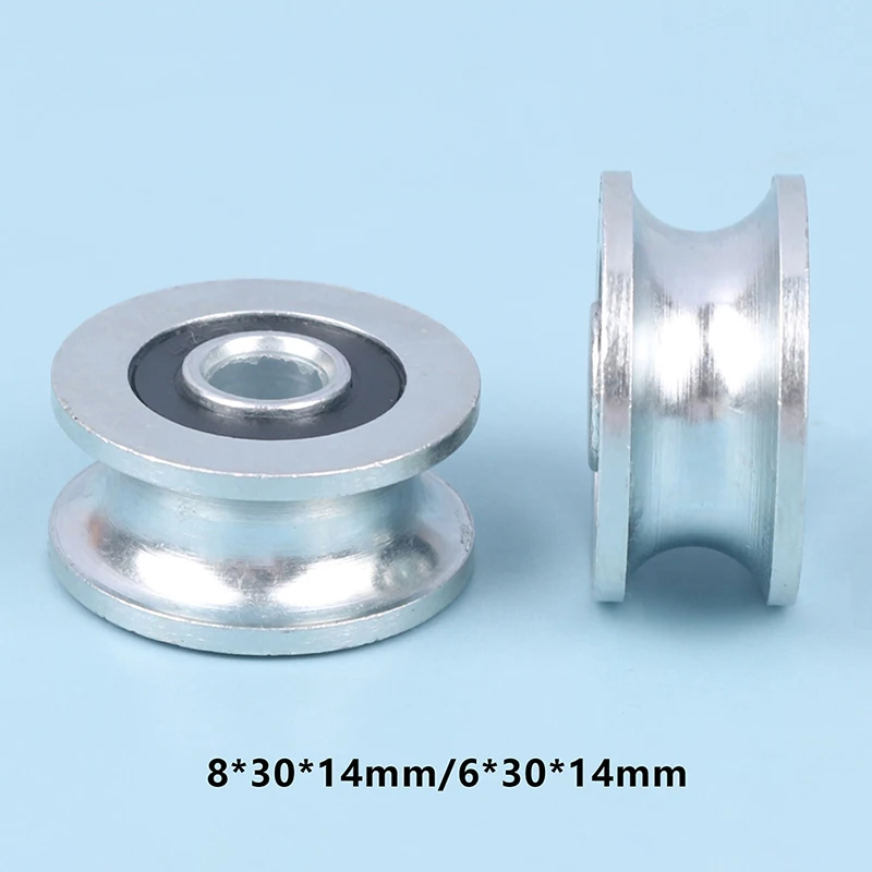 1pc 8*30*14mm Roller Bearing Pulley Wheel, U Groove Wheel, 6x30x14mm Track Guide Wheel / Roller Wheel Anti-rust