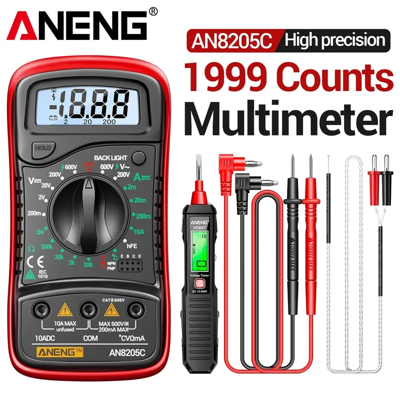 Car Multimeter Voltage Tester Suits ANENG AN8205C+VD807 12V-300V AC Voltage Detector  Amp Car Repair hFE Triode DIY Test Tools