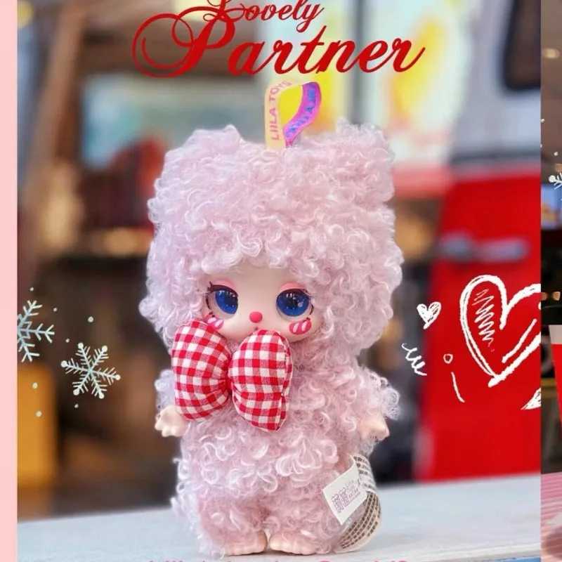 Kawaii Curly Cat Plush Doll Blind Box Multiple Color Big Bow Design Fluffy Collectible Mini Figure Desktop Display Toy Gift - view 3