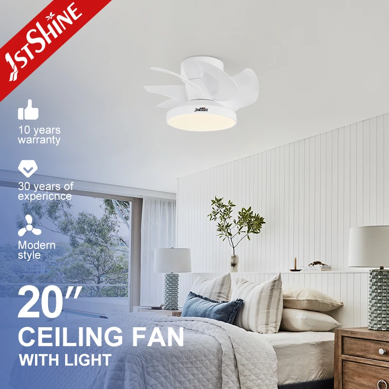 

1stshine Ceiling Fan 7 White ABS Plastic Simple Blades Electric Flush Mounted Ceiling Fan with Led and Remote