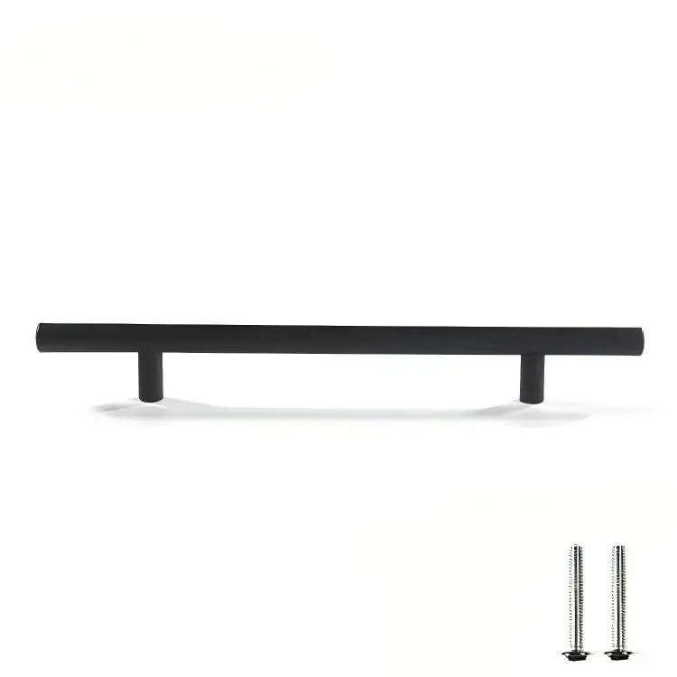 30pcs Stainless Steel Furniture Handles with Screws Black Gold Silver T Bar Cabinet Pulls Long Bedroom Kitchen Cupboard Handles