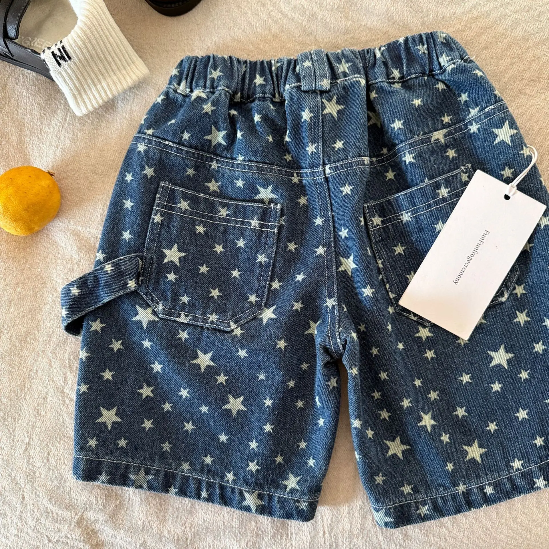 

2026 Summer New Children Loose Denim Shorts Fashion Versatile Boys Jeans Baby Girls Star Print Casual Shorts Kids Clothes