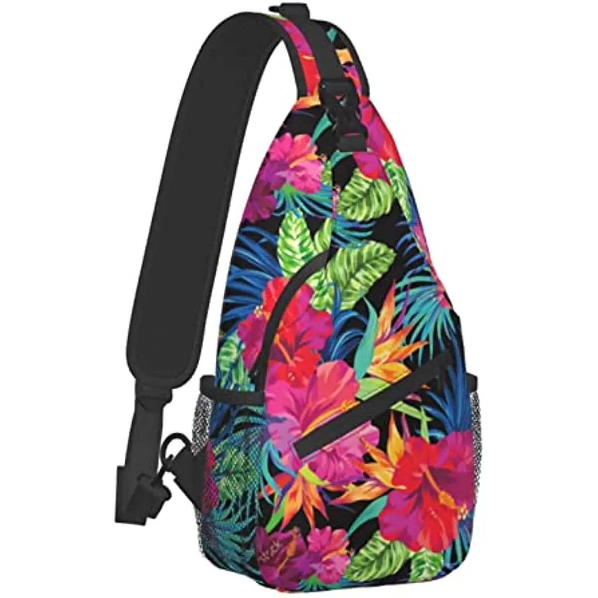 Tropical Flower Sling Bag Crossbody Travel Hiking Chest Backpack Shoulder Daypack for Women Men One Size