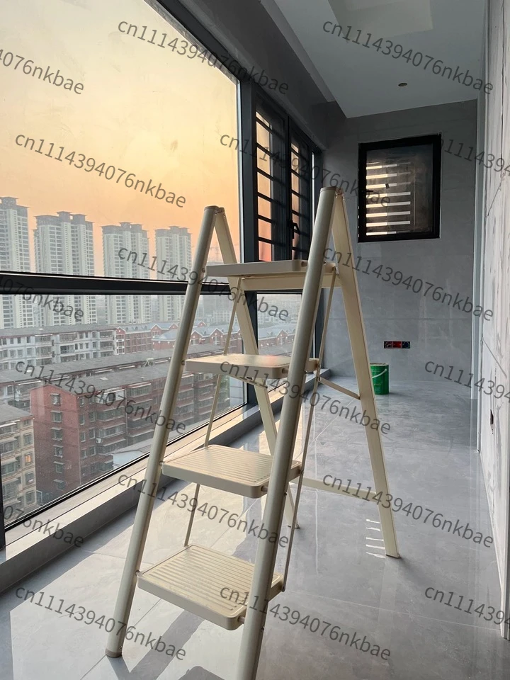 150kg Max Load Steel Step Ladder for Adults, Round Tube Metal 2 3 4 Step Stool, Indoor Home Kitchen Multi-purpose Ladder