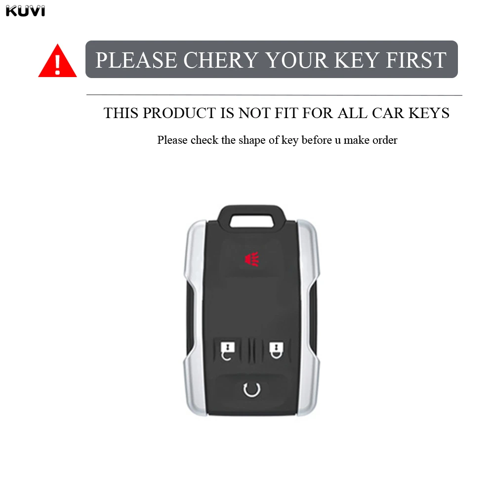 Kuvi Fashion TPU Car Key Case Cover For GMC Yukon XL Chevrolet Tahoe Suburban Sierra Silverado 4 Buttons Remote Key Fob Shell
