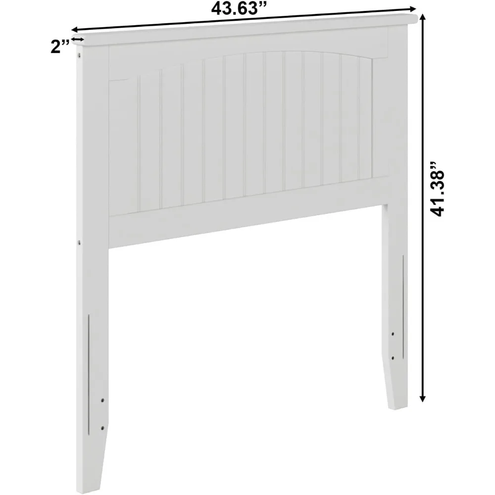 , Sandaran Kepala Panel Kayu Solid Nantucket Twin, Putih