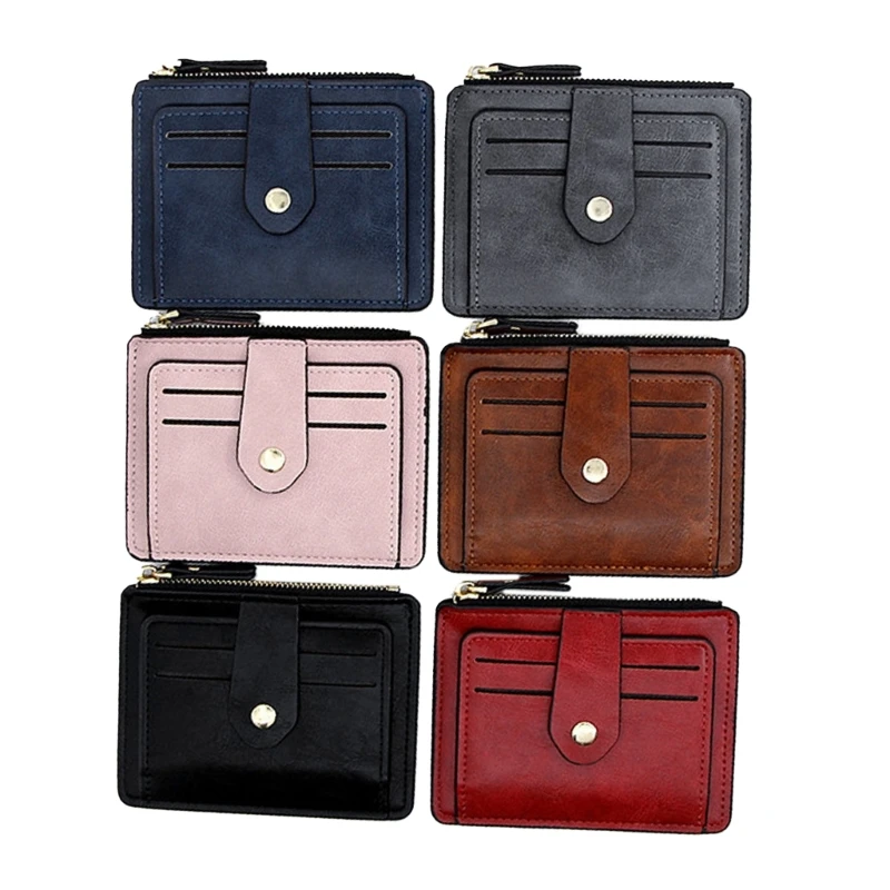 Men's PU Leather Wallet Coin Pocket Multiple Card Slots Zippers Mini Purse