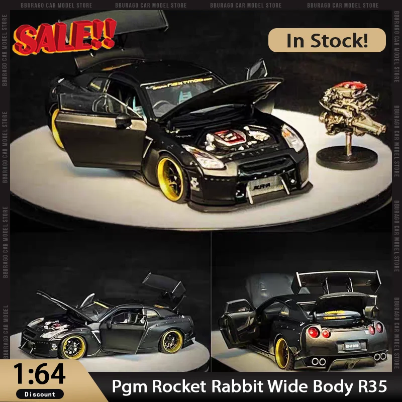 

New In Stock Pgm 1:64 Mazda Rx7 Rocket Rabbit Wide Body R35 Car Miniature Diecast Fully Equipped Ornaments Custom Toys Kids Gift