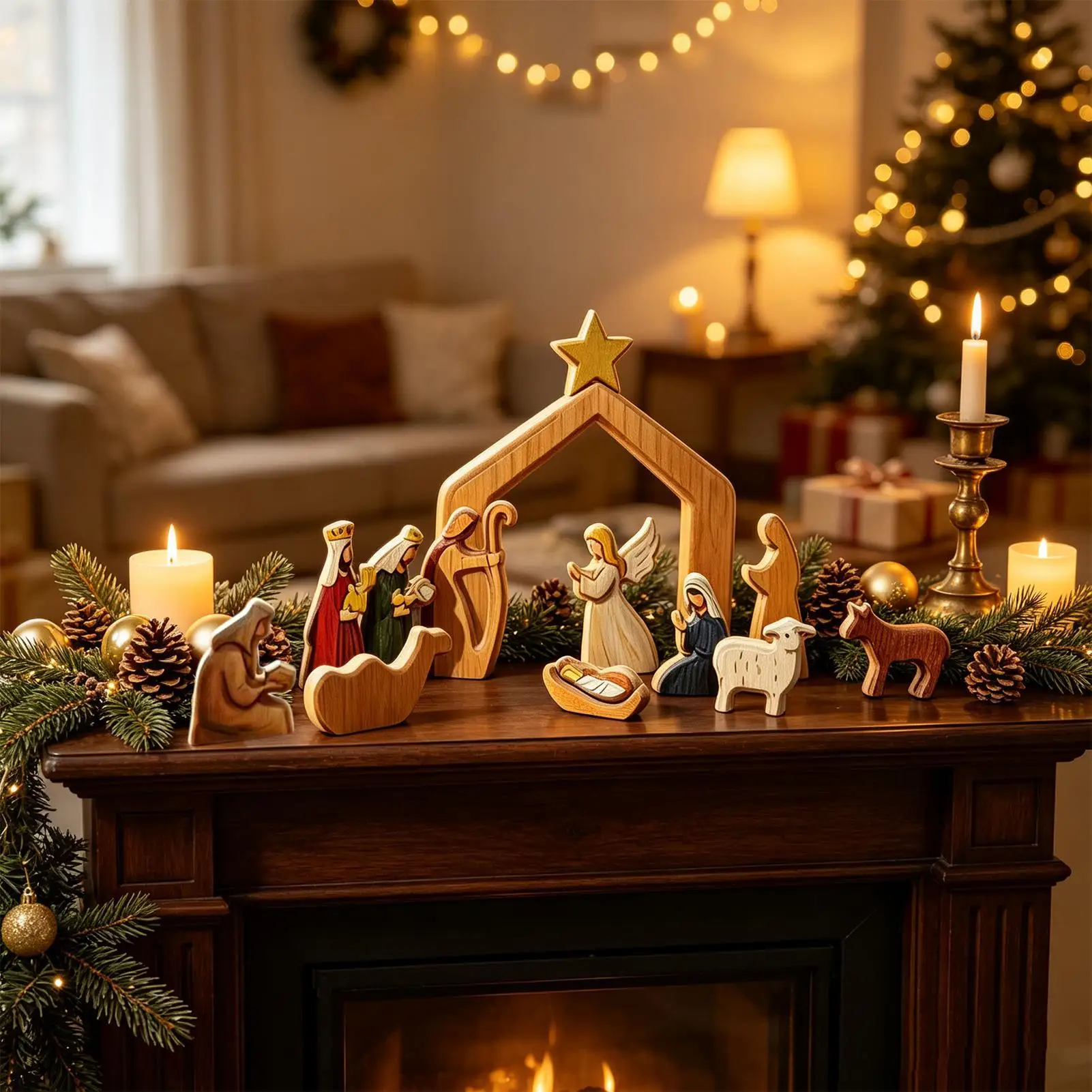 Christmas Nativity Set Handcrafted Miniature Religious Table Decor Miniature Holy Family Figurines For Indoor Bedroom School