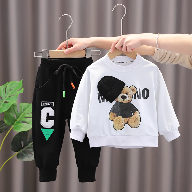 Neue Frühling Herbst Baby Jungen Kleidung Anzug Kinder Mädchen Mode Cartoon T-Shirt Hosen 2 teile/sätze Kleinkind Kostüm Kinder Trainings anzüge