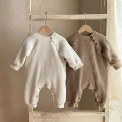 Infant Baby Girls Boys Jumpsuit One piece Outfit Waffle Cotton Long Sleeve Toddler Baby Romper Spring Autumn Baby Clothes