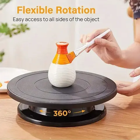 회전 턴테이블 조각 바퀴, 회전 케이크 턴테이블, 블랙 페인팅, 터닝 테이블, 페인팅용 경량 거치대, 11 인치