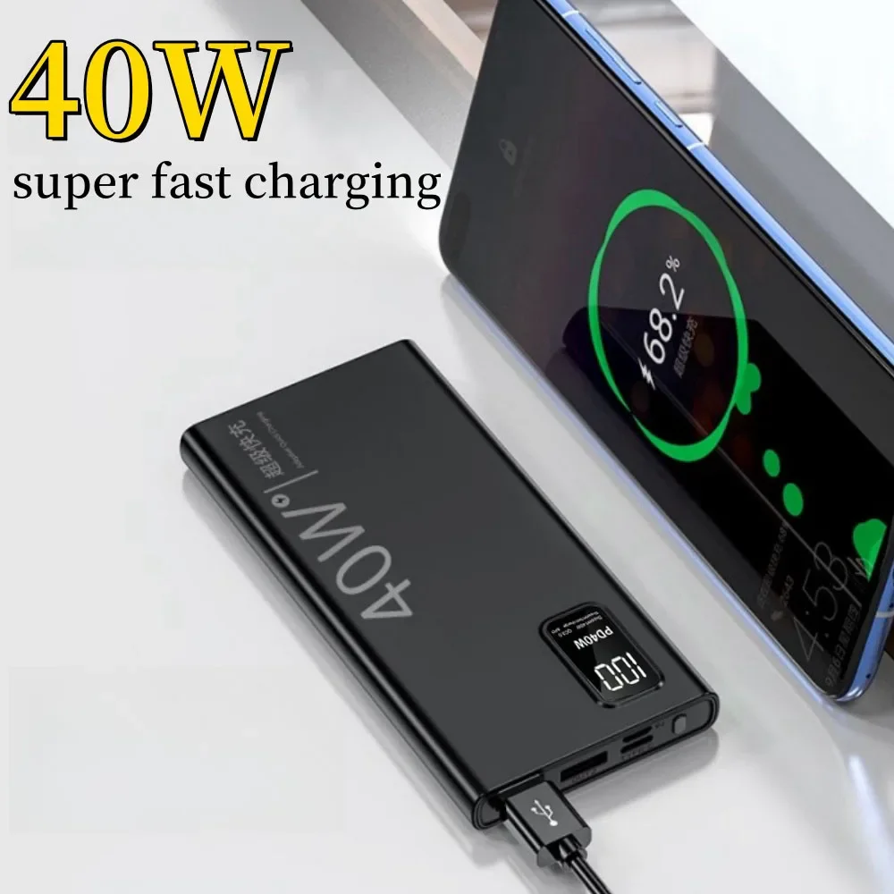 Duża pojemność dwukierunkowe szybkie ładowanie PD40W 200000mAh Super szybkie ładowanie Power Bank przenośny cyfrowy wyświetlacz zewnętrzne