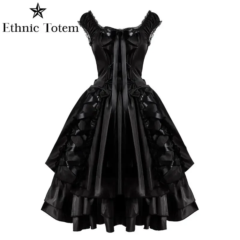 Vestidos de Lolita negros Vintage medievales para vestidos, abrigo gótico renacentista con volantes, chaqueta clásica de Halloween, dulce, Kawaii