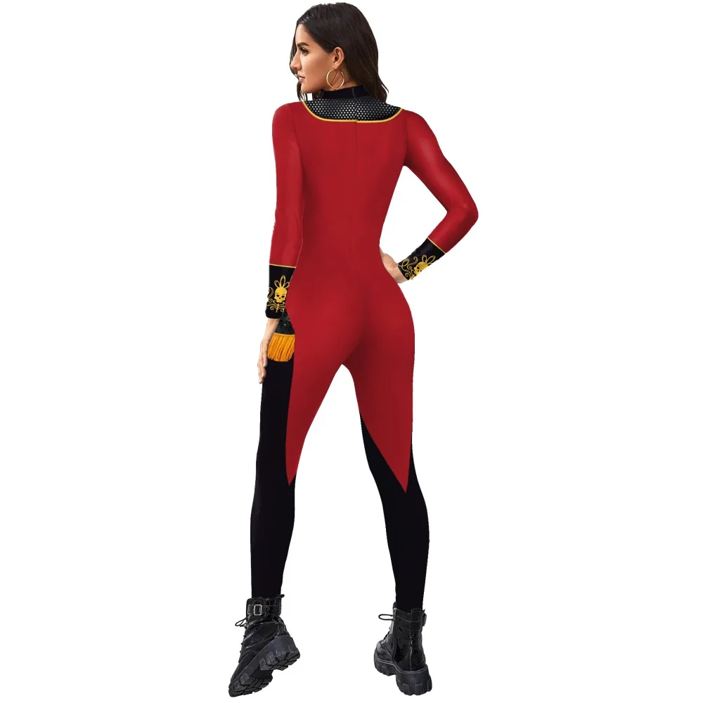 Fato de Esqueleto Feminino Halloween Bodysuit, Stretch, Macacão Magro, Macacão Feminino, Roupa Zentai Festa, Catsuit, Manga Longa, Palco Fino, 3D