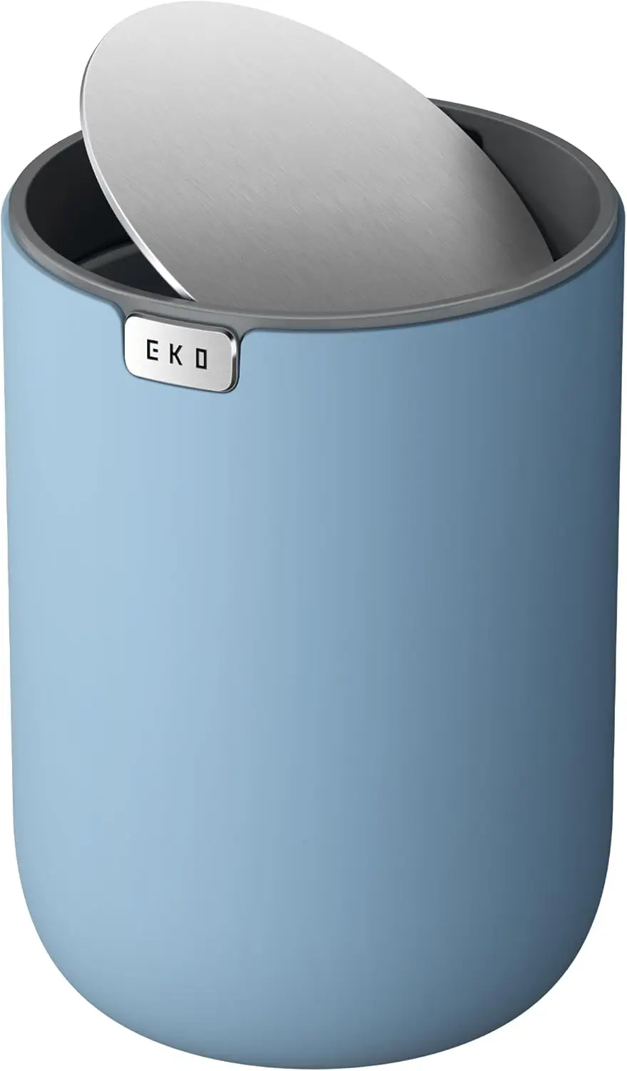 

2.2L Mini Swing-Top Trash Can with Lid, Compact Desktop Garbage Bin for Bathroom, Office, Vanity - Blue