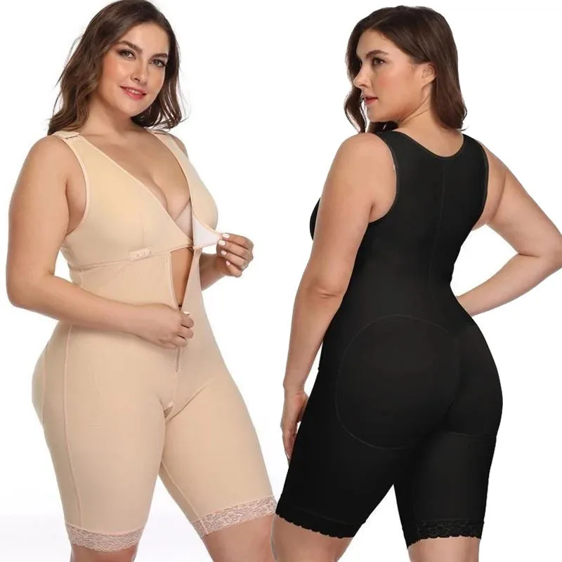 S-6XL Plus Size Bodysuits Women Open Bust Shapewear Seamless Tummy Control Thighs Slimmer Body Shaper Adjustable