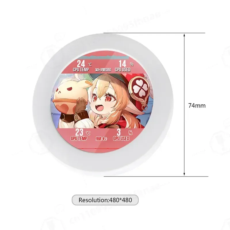 2.1-Inch Round Screen IPS Dynamic Display Temperature Small Sub-screen AIDA64 Round Display Memory 4G Water Cooling Heat