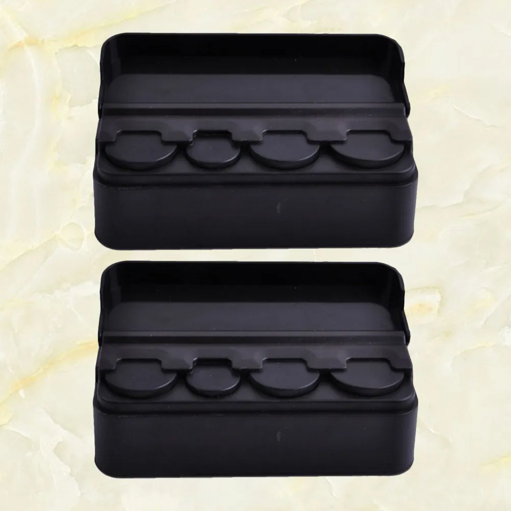 2pcs Box Black Plastic Durable Loose Change Organizer For Car Trunk Home Use Holder Case Container Bank