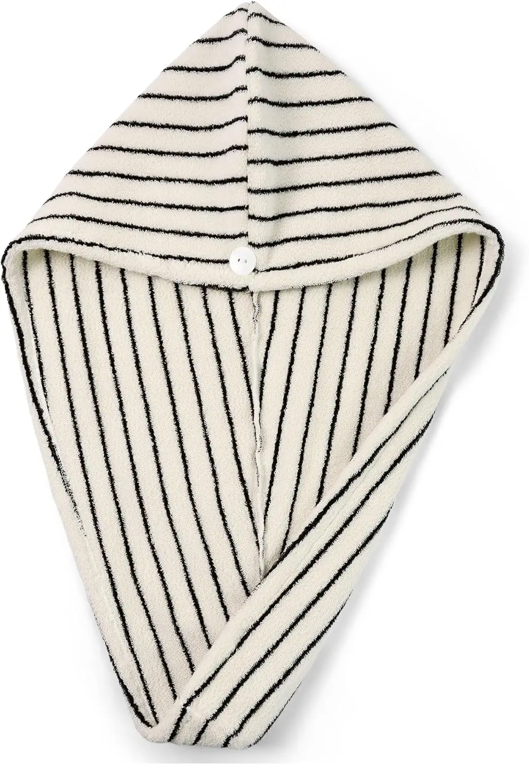 Cotton Hair Towel Wrap for Women (Black & White Striped) – Anti-Frizz Absorbent Quick Drying for Wet Hair, 25” x 9.5”, 1 Pack