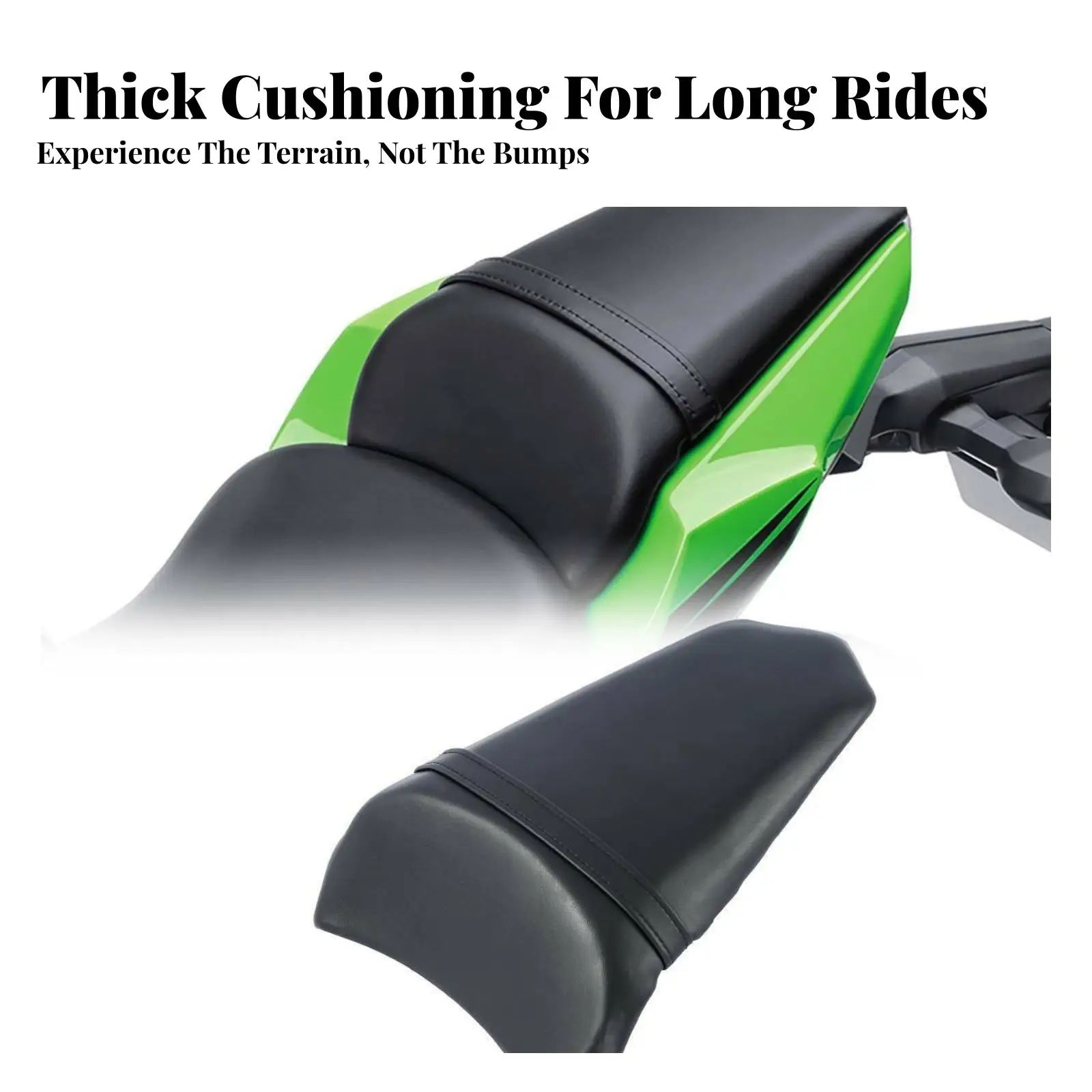 Black PU Motorcycle Pillion Cushion for Kawasaki Ninja 650 EX650 2017-2019 Rear Seat Pad Easy Clean Removable Cover