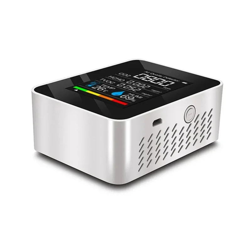 Níveis de monitor de qualidade do ar 5 em 1, detector de temperatura e umidade com display LCD, sensor de qualidade do ar interno para casa