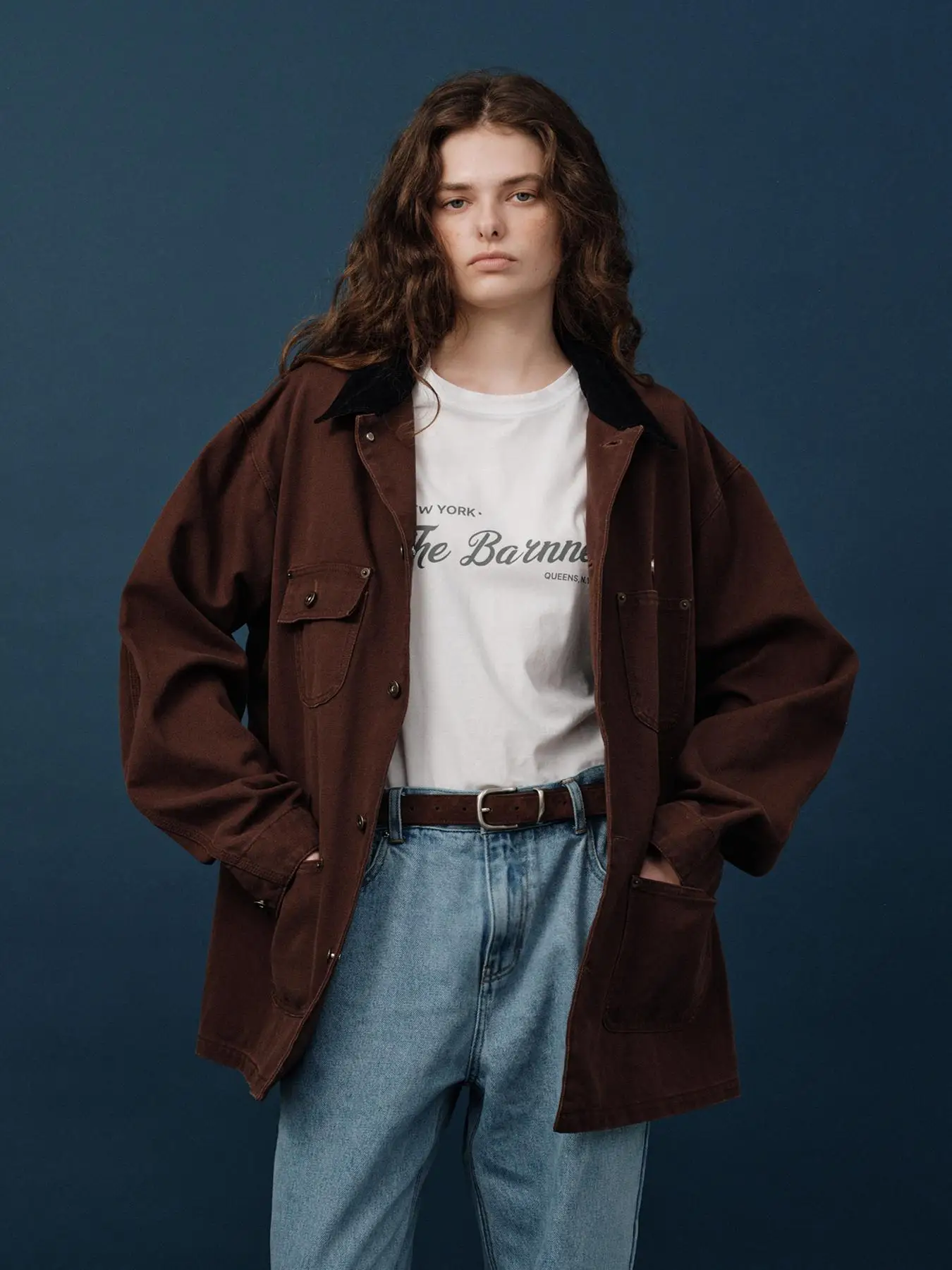 

Куртка Thebarnnet Workwear унисекс из хлопкового денима, осенне-зимняя, с контрастными вставками, в стиле Детройт, мужская и женская