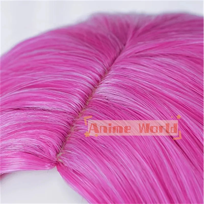 Juego LOL Snow Moon Ahri Cosplay peluca LOL nueve colas demonio zorro Ahri peluca 80cm recta Rosa rojo mezclado blanco peluca resistente al calor