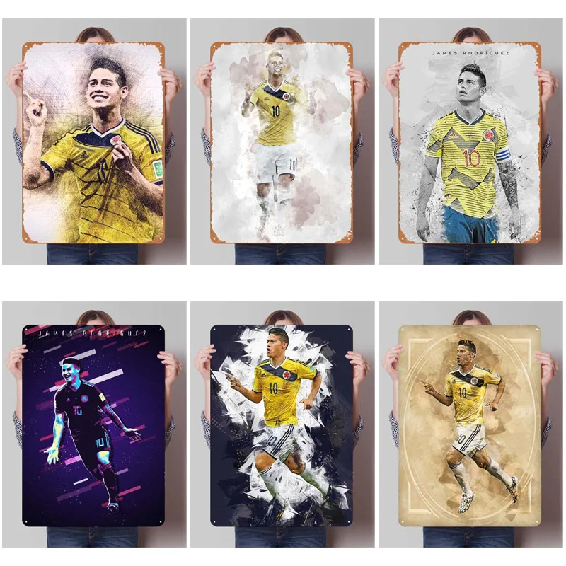 James Rodriguez Metal Sign Sports Poster Wall Decor Living Room Decor Men Vintage Tinplate Sign Plaque for Wall Art Decoration