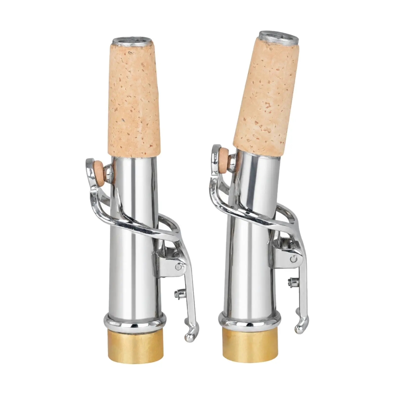 Straight Soprano Saxophone Neck Brass Tube 2 Piece Set Silver Finish Curved Option for Flexible Playing Setup