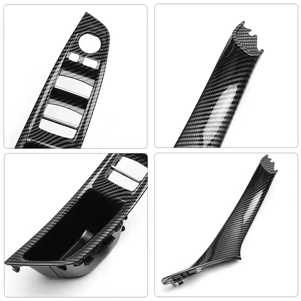 Moka Beige Black Carbon Beige For BMW 5 series F10 F11 F18 Car Interior Inner Door Handle Panel Pull Trim Cover Auto parts