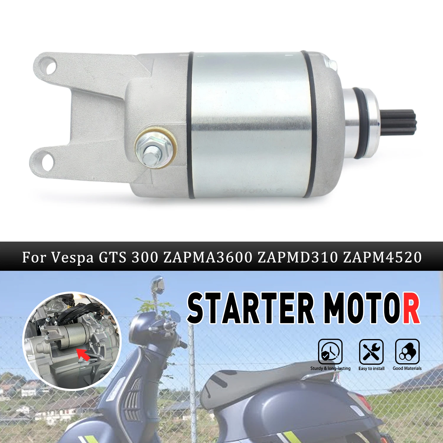 For Vespa Sprint 125 Sport ABS Primavera 125 150 LX 125 Touring GTS 125ie Super Sport 1A011611R Starter Motor Motorcycle Part