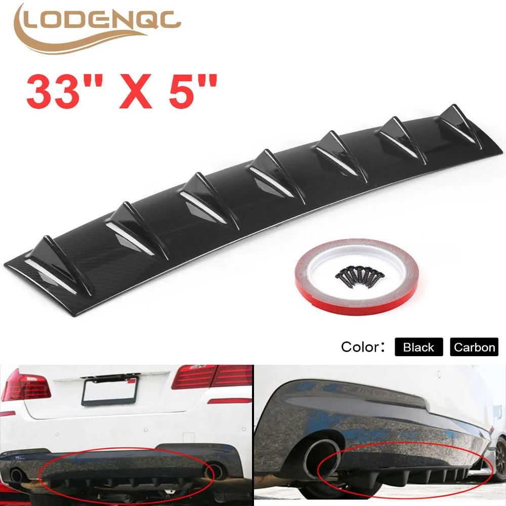 ABS Plastic Universal Car Rear Bumper Lip Diffuser 7 Fin Shark Fin Style Car Black Bumper LC101544