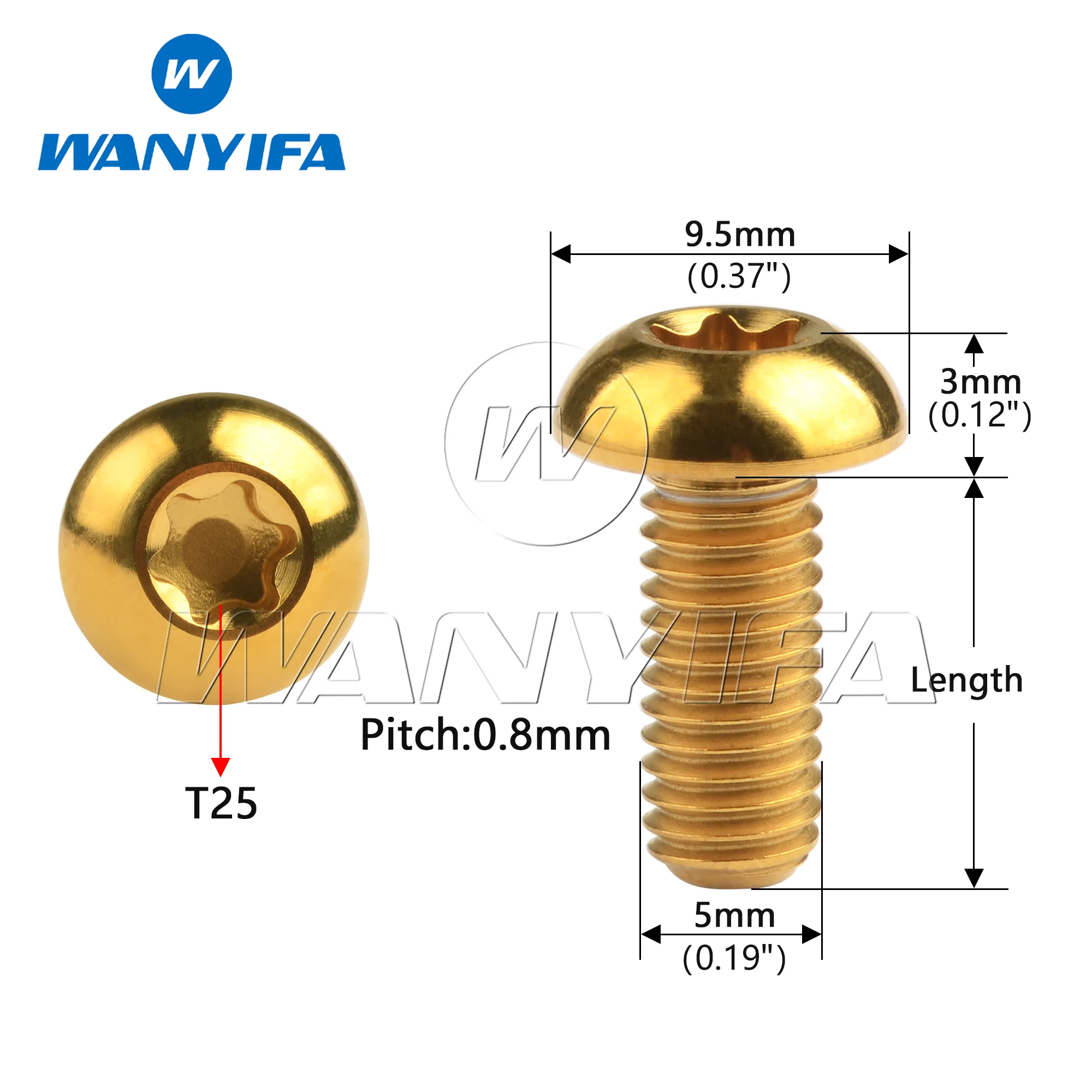 Wanyifa Titanium Bolt M5x10mm T25 Torx Head Ti Screws for Bike Disc Brake Rotors Mountain&Road Bike