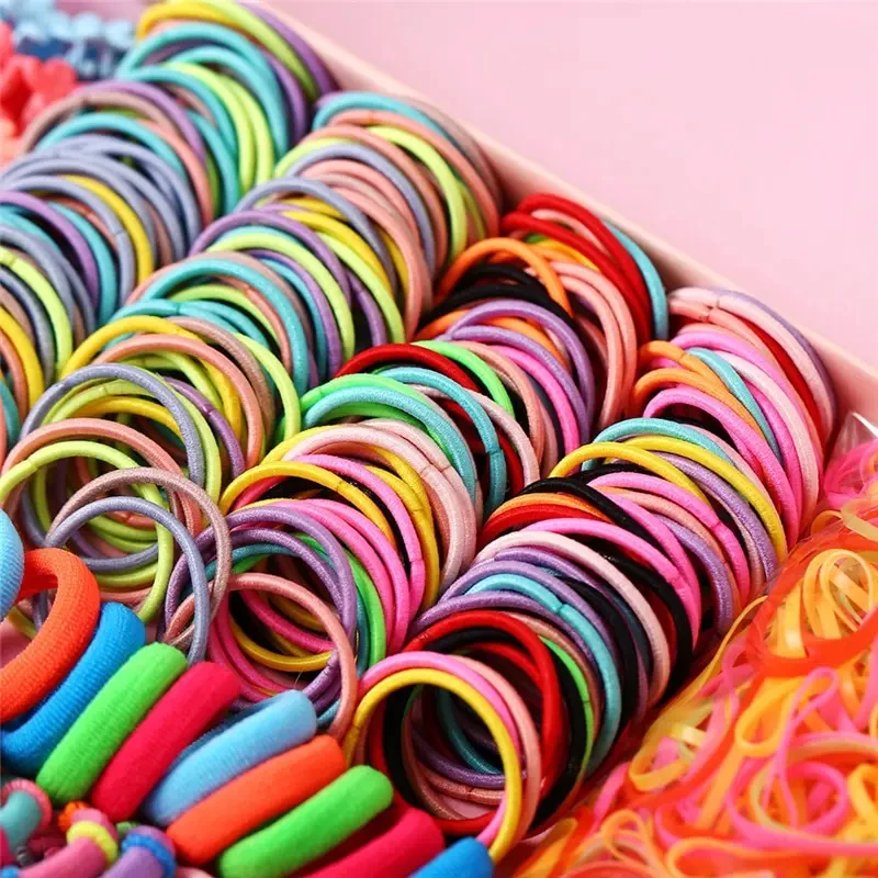 780pcs A Bag Of Multipurpose Children Lovely Colorful Flower Clip Bb Clip Bamboo Knots Disposable Hair Ring Leather Band Hair