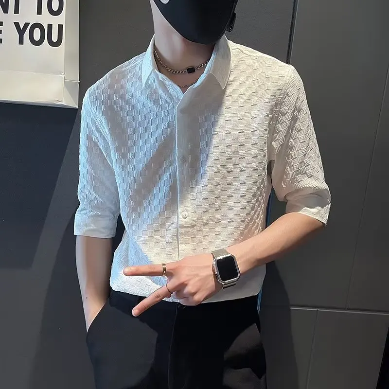 

Advanced Ice Silk ort Sve Men's irt Trendy Slim Fit f Sve Summer Casual Cool Feeling Top Youth ular Sle
