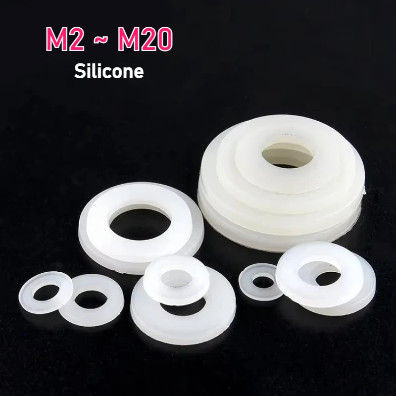 10-100pcs M2~M20 White Silicon O Ring Seal Washer Soft Silicone Flat Pad Washer Soft Rubber Seal Gaskets